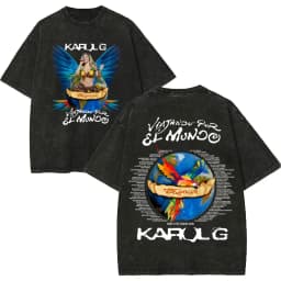 Vintage Washed Karol G Tropicoqueta Tour 2026 T-shirts Men Women Fashion Pop Music T Shirt Summer Casual Loose Cotton T-shirt