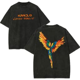Vintage Washed Karol G Tropicoqueta Tour 2026 T-shirts Men Women Fashion Pop Music T Shirt Summer Casual Loose Cotton T-shirt