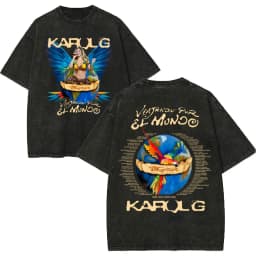 Vintage Washed Karol G Tropicoqueta Tour 2026 T-shirts Men Women Fashion Pop Music T Shirt Summer Casual Loose Cotton T-shirt