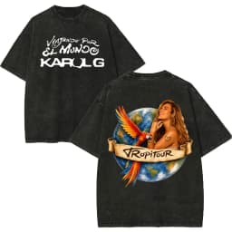 Vintage Washed Karol G Tropicoqueta Tour 2026 T-shirts Men Women Fashion Pop Music T Shirt Summer Casual Loose Cotton T-shirt