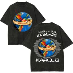 Vintage Washed Karol G Tropicoqueta Tour 2026 T-shirts Men Women Fashion Pop Music T Shirt Summer Casual Loose Cotton T-shirt