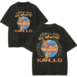 Vintage Washed Karol G Tropicoqueta Tour 2026 T-shirts Men Women Fashion Pop Music T Shirt Summer Casual Loose Cotton T-shirt