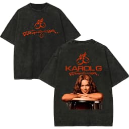 Vintage Washed Karol G Tropicoqueta Tour 2026 T-shirts Men Women Fashion Pop Music T Shirt Summer Casual Loose Cotton T-shirt