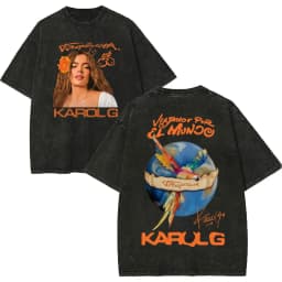 Vintage Washed Karol G Tropicoqueta Tour 2026 T-shirts Men Women Fashion Pop Music T Shirt Summer Casual Loose Cotton T-shirt