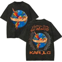Vintage Washed Karol G Tropicoqueta Tour 2026 T-shirts Men Women Fashion Pop Music T Shirt Summer Casual Loose Cotton T-shirt