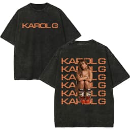 Vintage Washed Karol G Tropicoqueta Tour 2026 T-shirts Men Women Fashion Pop Music T Shirt Summer Casual Loose Cotton T-shirt