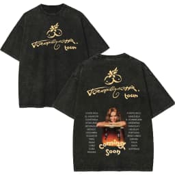 Vintage Washed Karol G Tropicoqueta Tour 2026 T-shirts Men Women Fashion Pop Music T Shirt Summer Casual Loose Cotton T-shirt