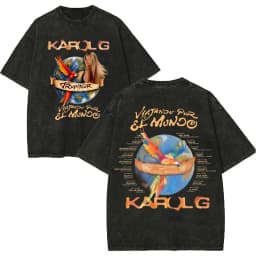 Vintage Washed Karol G Tropicoqueta Tour 2026 T-shirts Men Women Fashion Pop Music T Shirt Summer Casual Loose Cotton T-shirt
