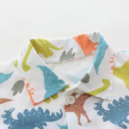 Summer Cartoon Dinosaur Full-Print Turtleneck Romper for Male Infants with Hat - Soft Cotton Unisex Baby Outfit