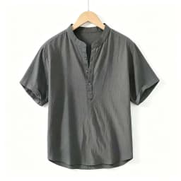 Men's Short Sleeve T-shirt Cotton and Linen Casual Men T-shirts Solid Color Summer Shirt Male Cozy Breathable