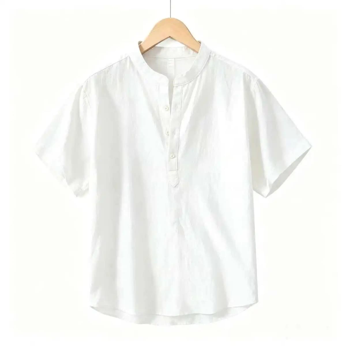 Men's Short Sleeve T-shirt Cotton and Linen Casual Men T-shirts Solid Color Summer Shirt Male Cozy Breathable