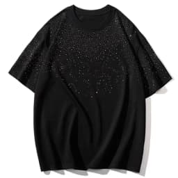 Summer Rhinestone Rivet T-shirt for Men Clothing Round Neck Casual T-shirt Fashion High Street Men's Summer Short Sleeves