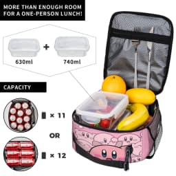 pink kirbys funny game Thermal Insulated Lunch Bag for Picnic Portable Bento Box Men Women Cooler Thermal Lunch Boxes