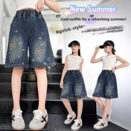 2026 New Summer Girls Shorts Jeans Fashion Embroidery Short Denim Pants For Kids Clothes Children Cotton Trousers