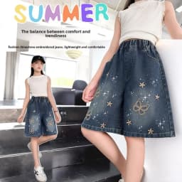 2026 New Summer Girls Shorts Jeans Fashion Embroidery Short Denim Pants For Kids Clothes Children Cotton Trousers