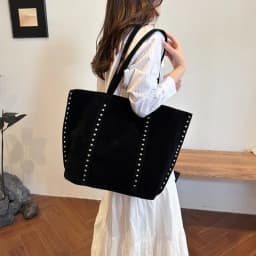 Trendy Large Capacity Suede ToteS BagS with Stud Accents Soft Texture Handbag for Everyday Commute Shoulder Purse Casual Carry