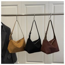 Boston Style Large Capacity Shoulder Bag Suede Adjustable Strap Tote Bag Zipper Crossbody Bag Commuting
