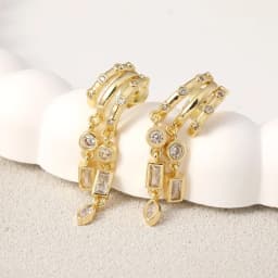 Personalized irregular tassel set with zircon earrings for wome,copper plated 18k real gold earrings,925 silver ear needles,gift