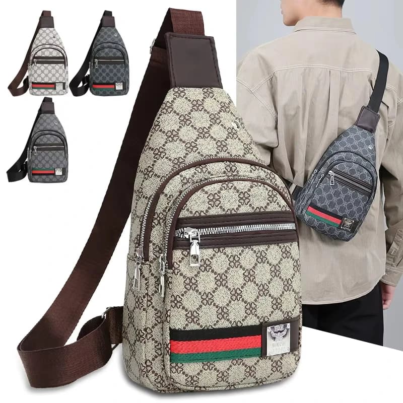 Men's/Women's Universal Multi functional Messenger Bag Shoulder Crossover Chest Bag Cross Shoulder Casual Handbag with Earphone