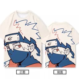Bandai Anime Naruto Sasuke Naruto Kakashi Quick Drying Breathable and Comfortable Parent Child Short Sleeved T-shirt