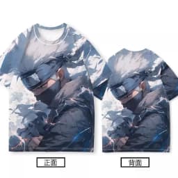 Bandai Anime Naruto Sasuke Naruto Kakashi Quick Drying Breathable and Comfortable Parent Child Short Sleeved T-shirt