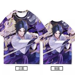 Bandai Anime Naruto Sasuke Naruto Kakashi Quick Drying Breathable and Comfortable Parent Child Short Sleeved T-shirt
