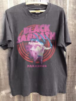 Neutral cotton breathable T-shirt men's round neck streetwear oversized short sleeved men's summer retro black Sabbath T-shirt