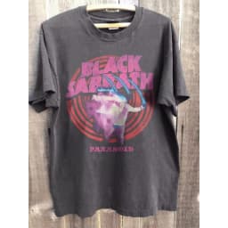 Neutral cotton breathable T-shirt men's round neck streetwear oversized short sleeved men's summer retro black Sabbath T-shirt