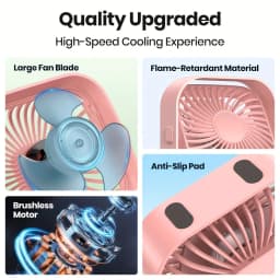 USB Desktop Small Fan Mini Desktop Ultra Quiet 3-Speed Adj High Power Removable Fan for Office Outdoor Library Dormitory