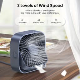USB Desktop Small Fan Mini Desktop Ultra Quiet 3-Speed Adj High Power Removable Fan for Office Outdoor Library Dormitory
