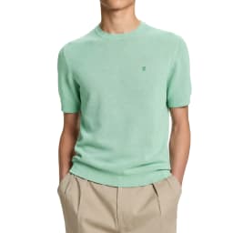 CH Embroidered Solid Color Short Sleeve Knit T Shirt Men Crew Neck Regular Fit All Match Soft Touch Casual Daily Tops