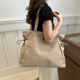 Canvas Nylon Tote Bag with Drawstring, Large Capacity Handbag Purse Daily Casual Handbags Shoulder Bags for Women Work Commuter
