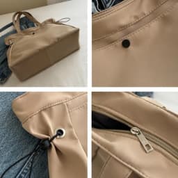 Canvas Nylon Tote Bag with Drawstring, Large Capacity Handbag Purse Daily Casual Handbags Shoulder Bags for Women Work Commuter