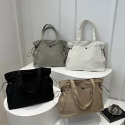Canvas Nylon Tote Bag with Drawstring, Large Capacity Handbag Purse Daily Casual Handbags Shoulder Bags for Women Work Commuter