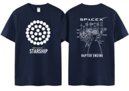 Musk T-shirt SPACE X Short Sleeve Top Men's Space Exploration Mars Rocket Starship Launch Powerful Engine Summer T Shirt