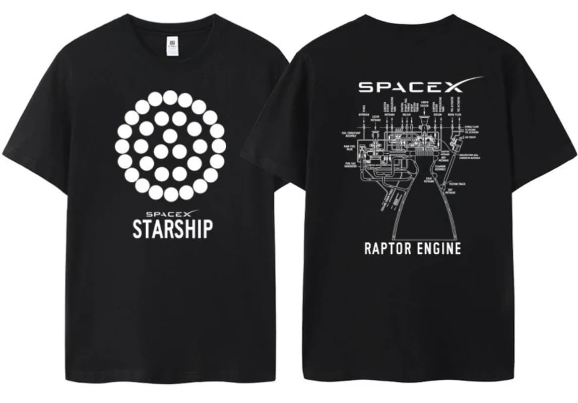 Musk T-shirt SPACE X Short Sleeve Top Men's Space Exploration Mars Rocket Starship Launch Powerful Engine Summer T Shirt