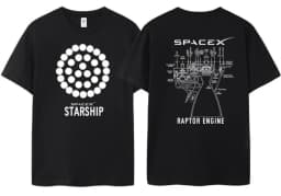 Musk T-shirt SPACE X Short Sleeve Top Men's Space Exploration Mars Rocket Starship Launch Powerful Engine Summer T Shirt