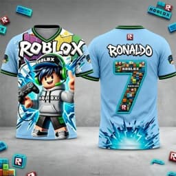 Roblox Kids T-Shirt Ronaldo 7 Number Print 3D Cartoon Game Short Sleeve Jersey Tee Casual Summer Sports Tops for Boys Girls