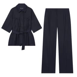 BSAY Fashionable Women's Pants 2pcs Suit with Belt Short Sleeved Chic Ladies Tops Mid Waist Straight Leg Wide Leg Pants