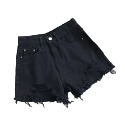 Women High Waist Ripped Denim Shorts Korean Y2K Streetwear Tassel Pocket Summer Casual Blue Jeans Pants Fashion Street Trousers
