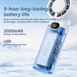 KINSCOTER New Portable Cooling Handheld Fan 3000mAh Mini Rechargeable Fan 100 Wind Speed Adjustable for Home Office Outdoor