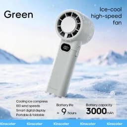 KINSCOTER New Portable Cooling Handheld Fan 3000mAh Mini Rechargeable Fan 100 Wind Speed Adjustable for Home Office Outdoor