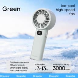 KINSCOTER New Portable Cooling Handheld Fan 3000mAh Mini Rechargeable Fan 100 Wind Speed Adjustable for Home Office Outdoor