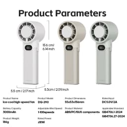 KINSCOTER New Portable Cooling Handheld Fan 3000mAh Mini Rechargeable Fan 100 Wind Speed Adjustable for Home Office Outdoor