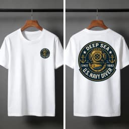 Deep Sea Diver Emblem Summer Men T-Shirt Military Style Casual Wear Beach and Outdoor Activities Divers Clothes Shirts