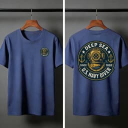 Deep Sea Diver Emblem Summer Men T-Shirt Military Style Casual Wear Beach and Outdoor Activities Divers Clothes Shirts