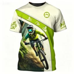 Outdoor Mountain Bike Sport Theme Printed Short-sleeve T-shirt Breathable Casual Sport Top for Cycling Enthusiasts