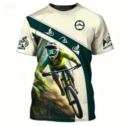Outdoor Mountain Bike Sport Theme Printed Short-sleeve T-shirt Breathable Casual Sport Top for Cycling Enthusiasts