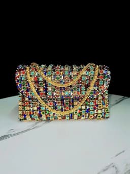 Evening Dress Rhinestone Clutch Bag with Diamond Chain, Cheongsam Bag, Crossbody Evening Bag, Women's Handbag, Evening Bag