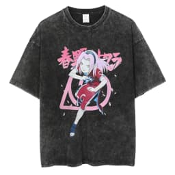 Men Washed TShirt Harajuku Streetwear Hip Hop Japanese Anime Naruto Graphic T Shirts Cotton Summer Short Sleeve Vintage Tops